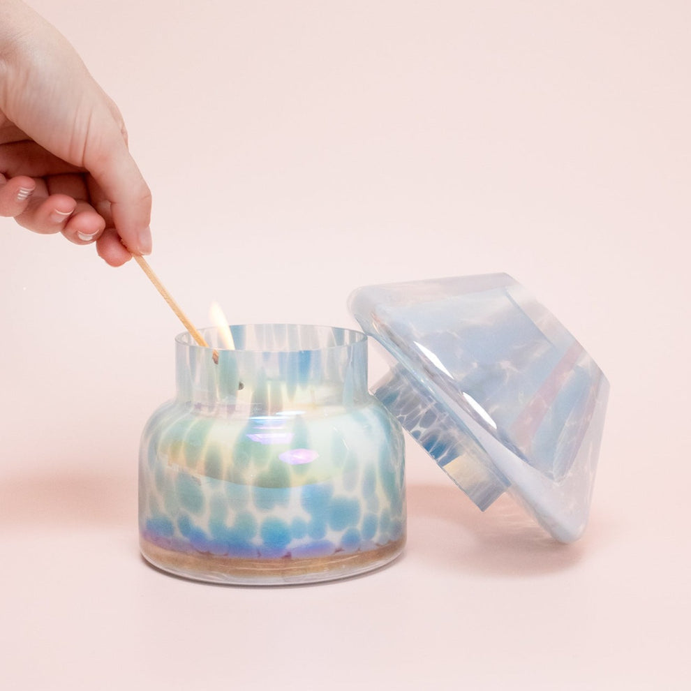 a mushroom lamp jar with soy scented canlde