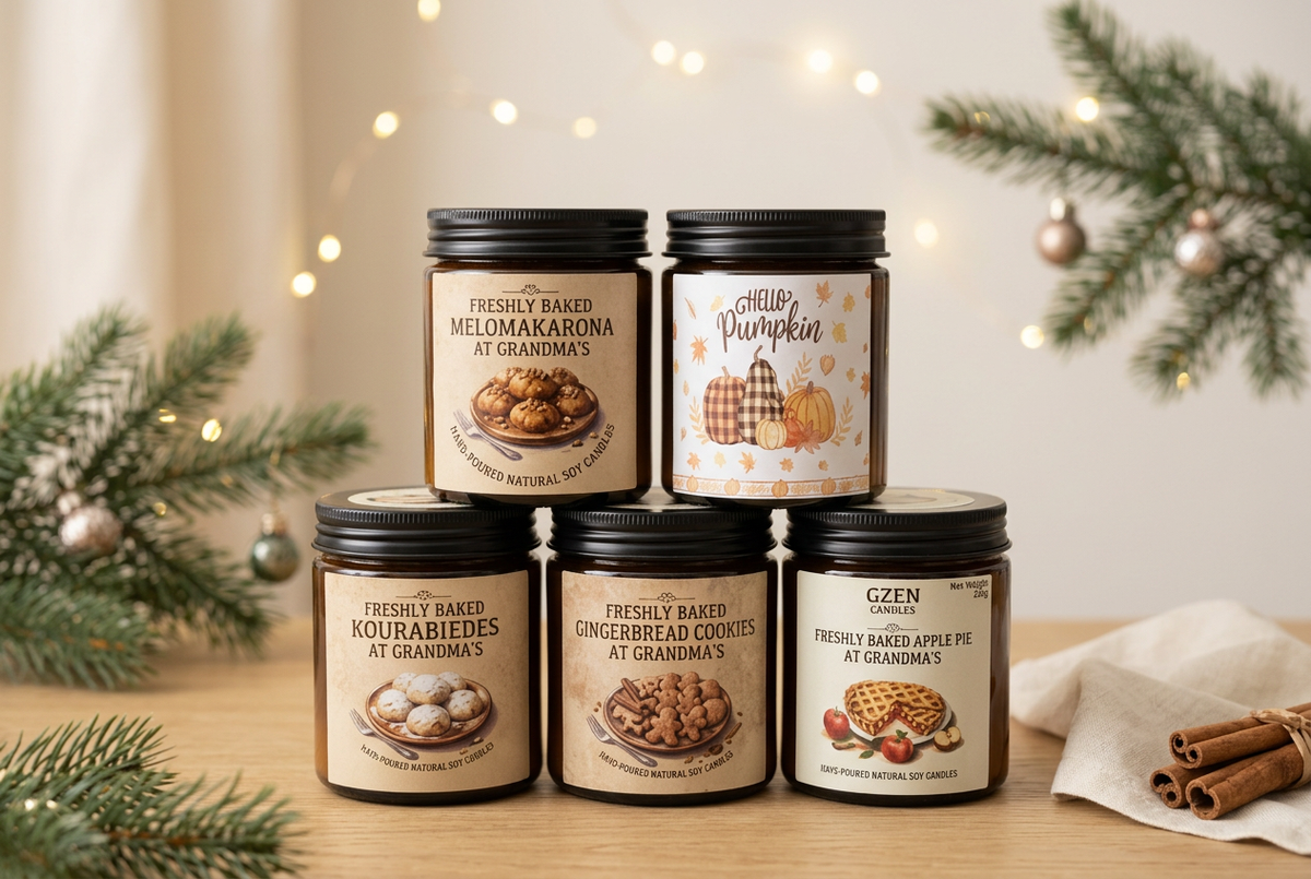 Christmas candle collection with a warm festive setting