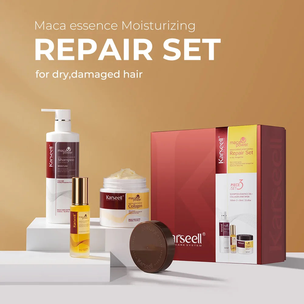 karseel hair set with collagen hair mask , hair oil and shampoo