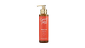 A bottle of Avgerinos Cosmetics Summer Addict Perfect Sun body spray with a gold pump dispenser and a bright coral-red label, shown against a plain white background.
