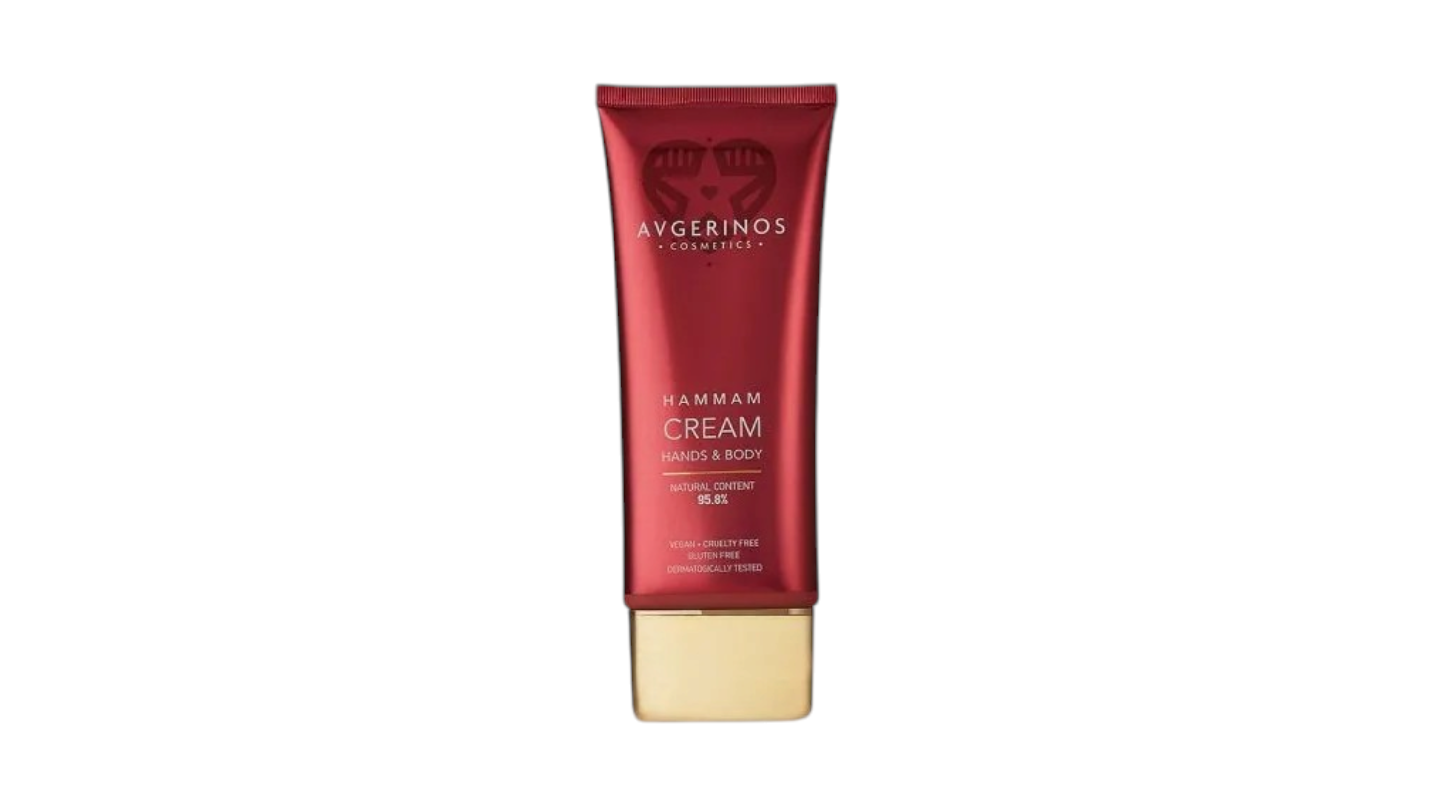 A tube of Avgerinos Perfume Hammam Cream in the shade Blue, featuring a metallic deep red body and a gold cap, set against a plain white background.Shop from gzencandles! Ship from Limassol to worldwide.