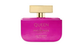 A 50ml bottle of Queen by Avgerinos Cosmetics Eau de Parfum, featuring a vibrant magenta-pink bottle with a gold cap, set against a plain white background.