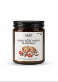 A single jar of Gzen Candle 'Freshly Baked Apple Pie at Grandma's' scented soy candle on a clean white background. Hand made in Cyprus, Limassol