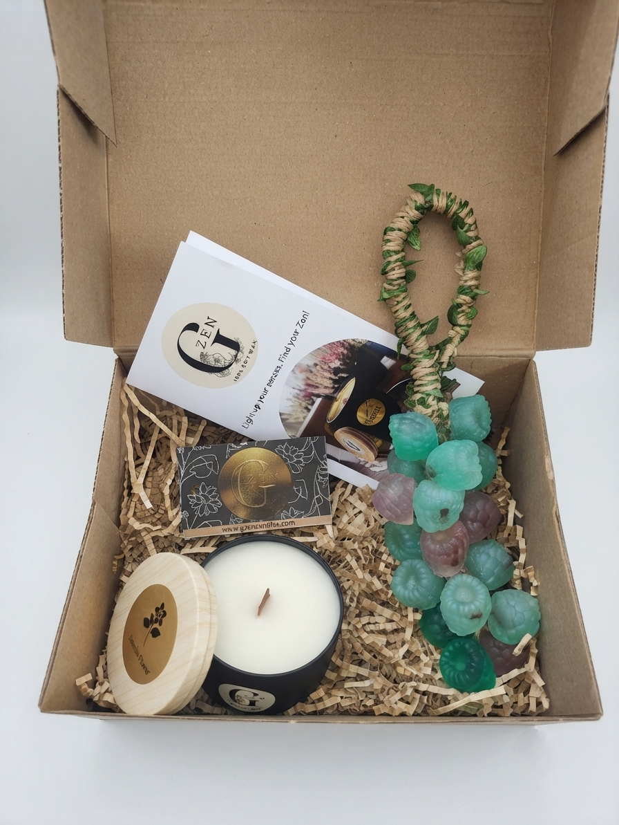 a gift for house or woman with a soy candle and natural handmade soap
