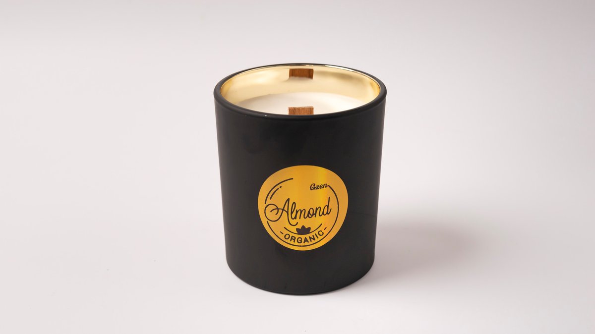 Scented Soy Candles with Wood Wick | Premium Matte Black & Gold