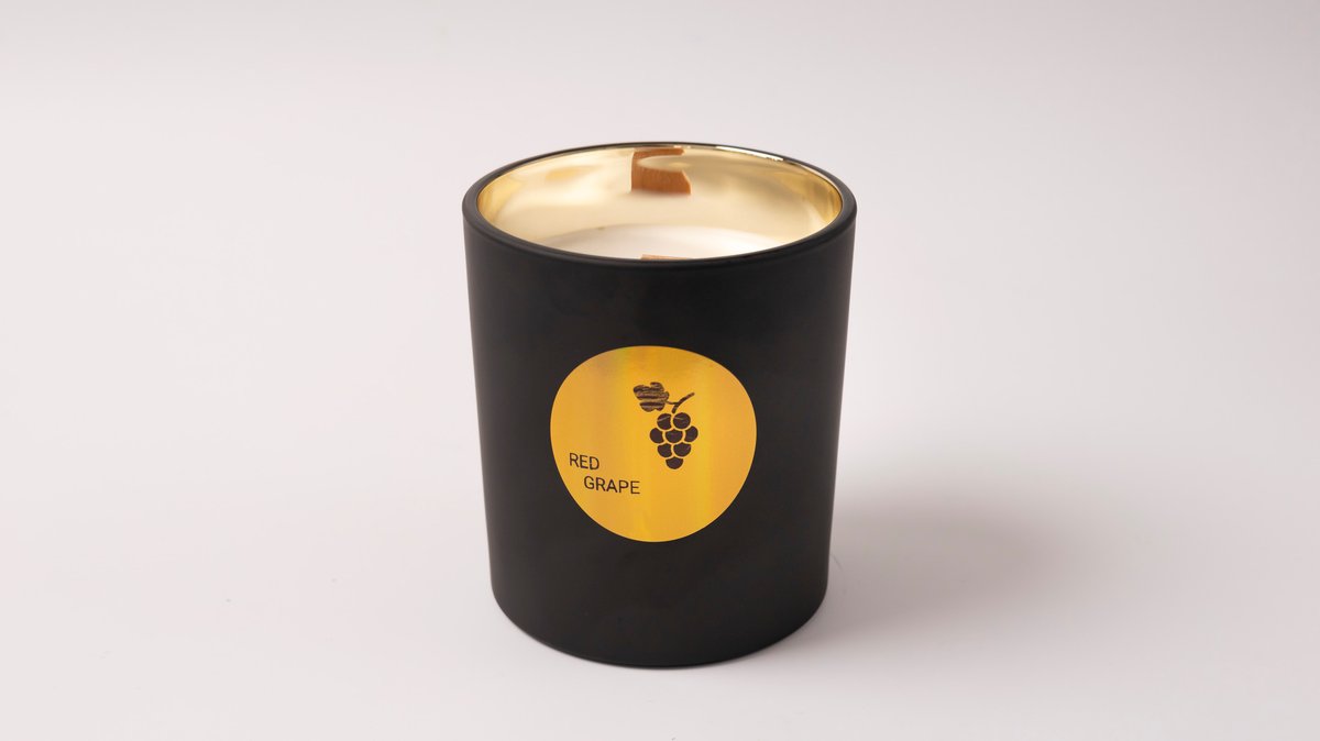 Scented Soy Candles with Wood Wick | Premium Matte Black & Gold