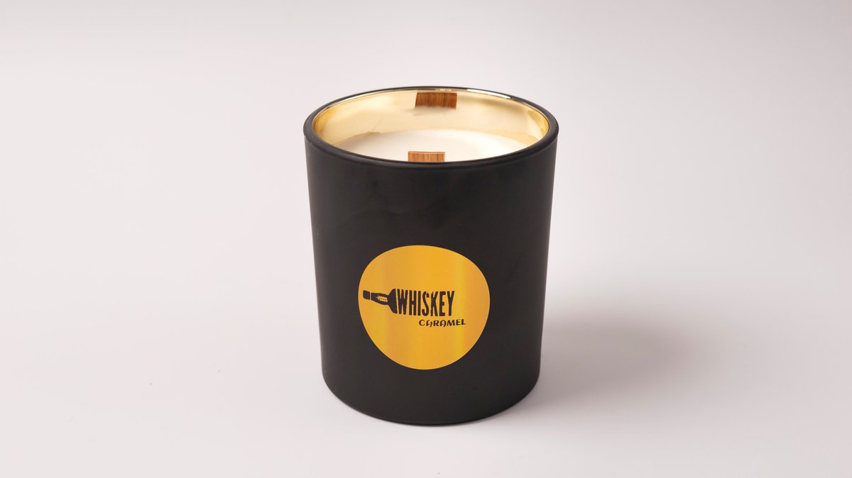 Scented Soy Candles with Wood Wick | Premium Matte Black & Gold