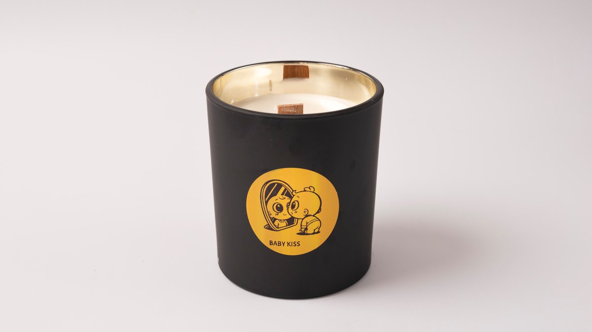 Scented Soy Candles with Wood Wick | Premium Matte Black & Gold