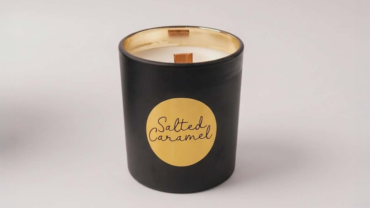 Scented Soy Candles with Wood Wick | Premium Matte Black & Gold